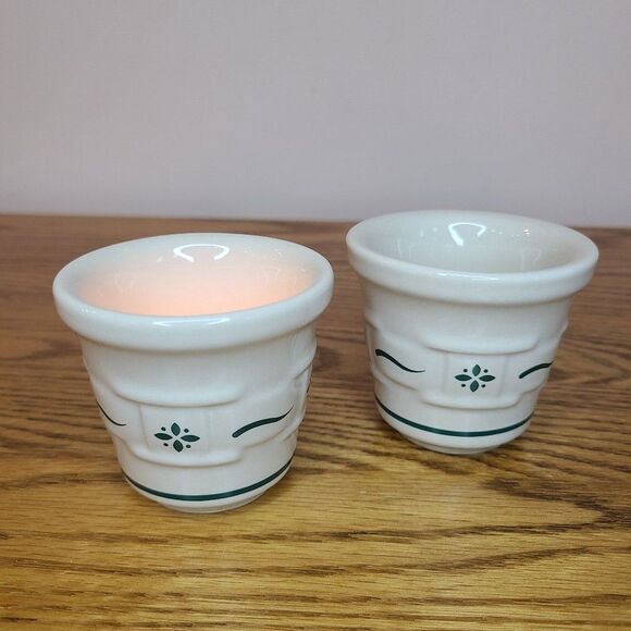 Longaberger Woven Traditions Heritage Green Votive Candle Holders Set Of Two - Picture 2 of 12